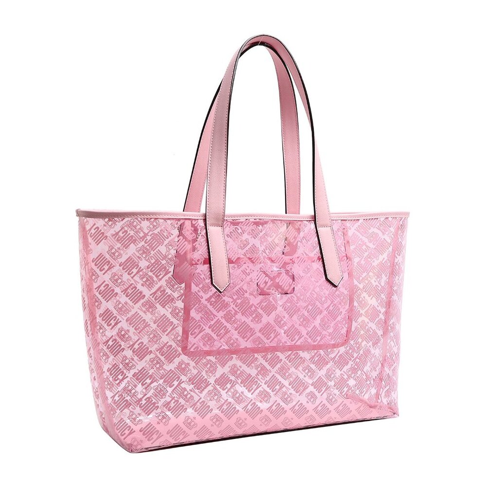 Juicy Couture Large Beach Tote Bag Clear Pink Logo New Sealed Package - Picture 4 of 9